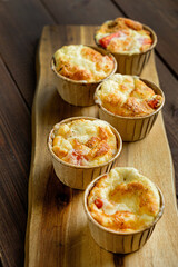 Cheese egg souffle on wooden background
