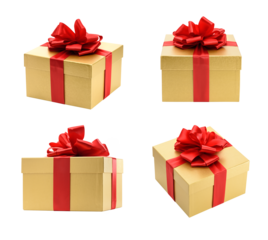 Golden gift box isolated