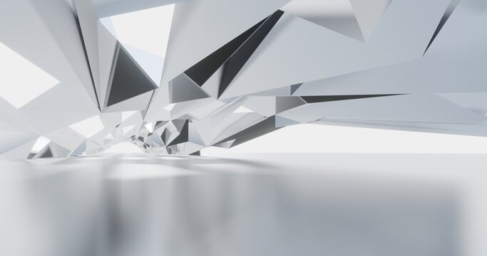 Futuristic abstract background cristal arched interior 3d render