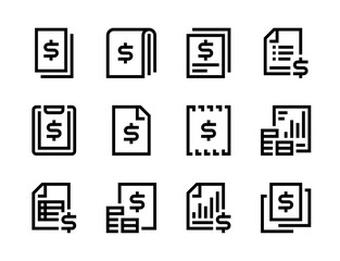 Money, Online payment, Banking and Finance line vector icons. Business, Financial report and Accounting process editable stroke outline icon set.