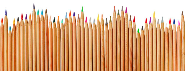 Color pencils with blank space  on white background, frame concept