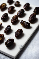 Dates fruit pattern on white background. Dried organic Superfood.