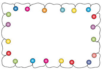 New Year's garland as a frame for a greeting card. Hand Drawn. Freehand drawing. Doodle. Sketch. Outline.