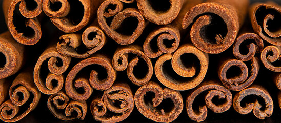 Close-up of a pile of cinnamon sticks