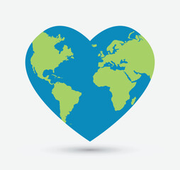 Heart world shape icon, vector illustration