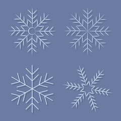 Set of snowflakes vector illustration icons, labels.