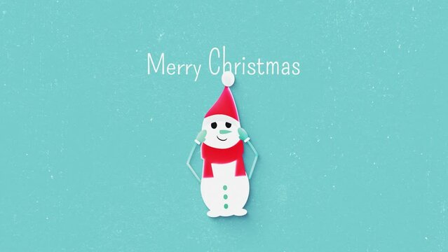 merry christmas loop animation with snowman
