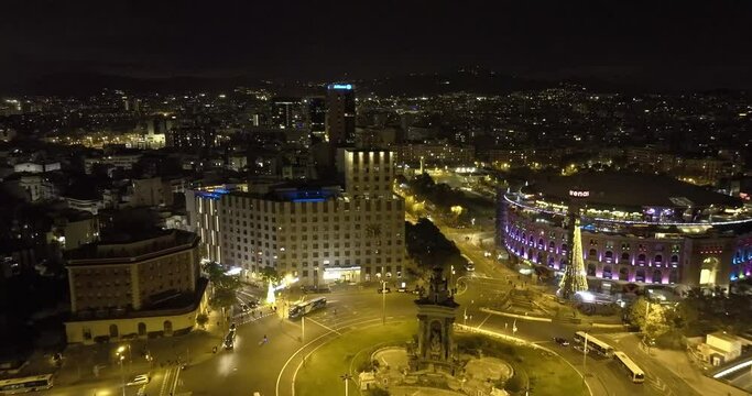 Aerial stock footage at Plaça d'Espanya
