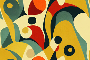 Cotton fabric Abstract cubist wallpaper background as seamless pattern