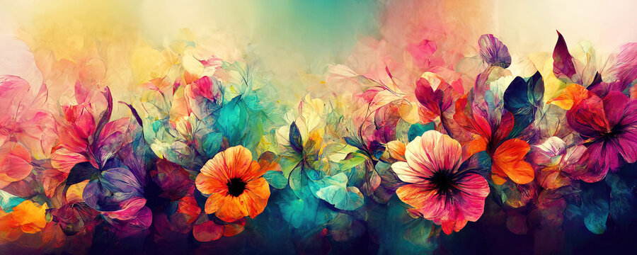 Fototapeta Beautiful abstract colorful flower design. Generative AI