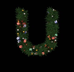 Decorative Wreath Font - Letter U