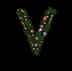 Decorative Wreath Font - Letter V