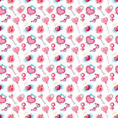 Pink seamless pattern for St Valentine Day