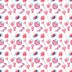 Pink seamless pattern for St Valentine Day