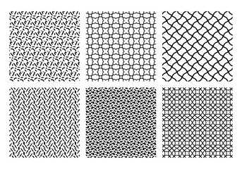 Collection of Abstract black and white patterns with ornaments.Vector illustration