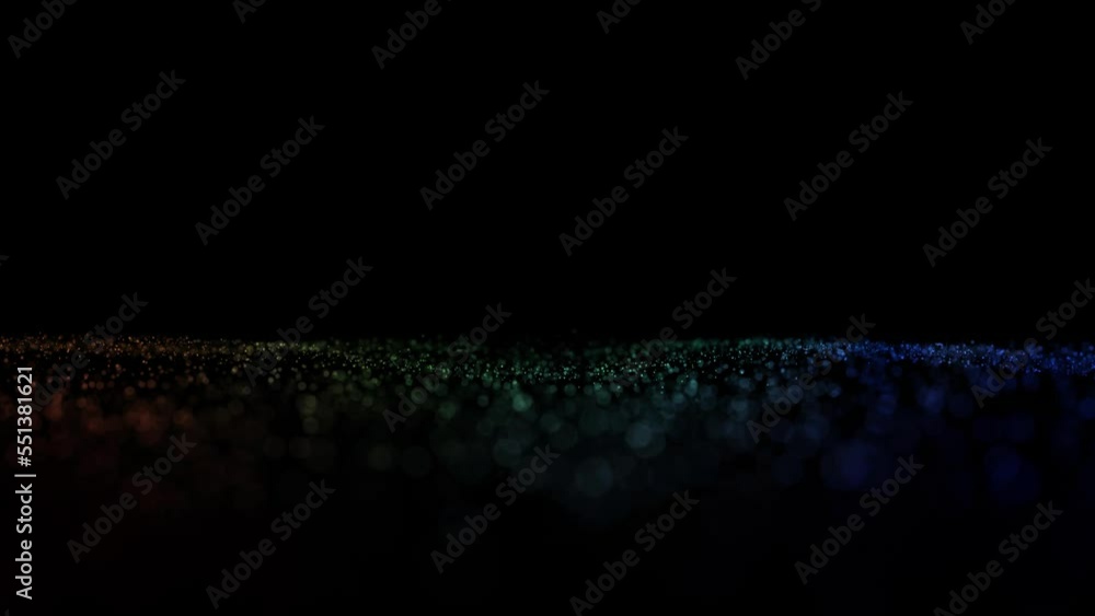 Poster digital changing color dotted waves endless flying towards the camera, looped copy space animation b
