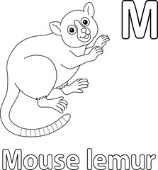 Mouse Lemur Alphabet ABC Isolated Coloring Page M