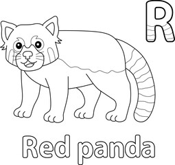 Red Panda Alphabet ABC Isolated Coloring Page R