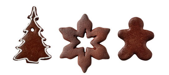 Gingerbread christmas cookies isolated on white background