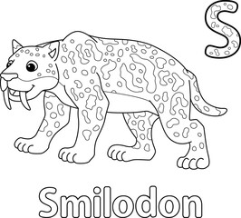 Smilodon Animal Alphabet ABC Isolated Coloring S