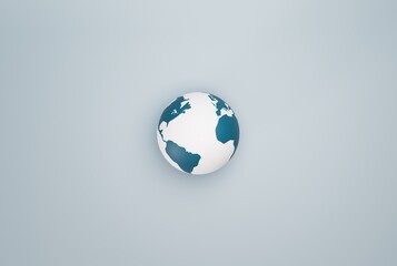 Small globe on a dark background. The concept of globalization, traveling around the world, international interests. 3D render, 3D illustration.