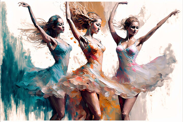 Fototapeta na wymiar magical dancers in motion 