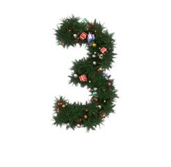 Decorative Wreath Font - Number 3