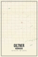 Retro US city map of Giltner, Nebraska. Vintage street map.