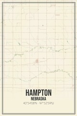 Retro US city map of Hampton, Nebraska. Vintage street map.