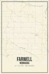 Retro US city map of Farwell, Nebraska. Vintage street map.