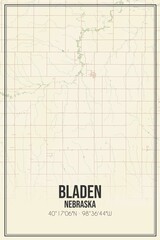 Retro US city map of Bladen, Nebraska. Vintage street map.