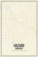 Retro US city map of Hazard, Nebraska. Vintage street map.