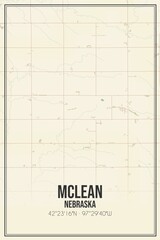 Retro US city map of Mclean, Nebraska. Vintage street map.