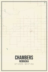Retro US city map of Chambers, Nebraska. Vintage street map.