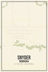 Retro US city map of Snyder, Nebraska. Vintage street map.