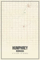Retro US city map of Humphrey, Nebraska. Vintage street map.