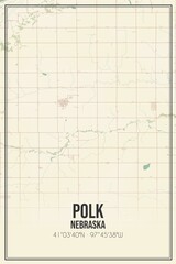 Retro US city map of Polk, Nebraska. Vintage street map.