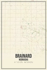 Retro US city map of Brainard, Nebraska. Vintage street map.