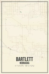 Retro US city map of Bartlett, Nebraska. Vintage street map.