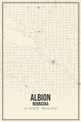 Retro US city map of Albion, Nebraska. Vintage street map.