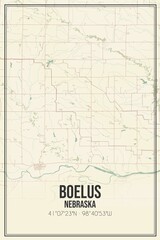 Retro US city map of Boelus, Nebraska. Vintage street map.