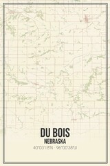 Retro US city map of Du Bois, Nebraska. Vintage street map.