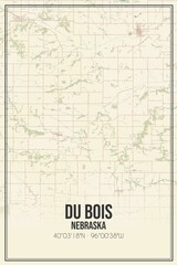 Retro US city map of Du Bois, Nebraska. Vintage street map.
