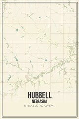 Retro US city map of Hubbell, Nebraska. Vintage street map.