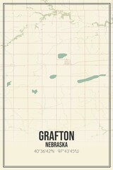 Retro US city map of Grafton, Nebraska. Vintage street map.