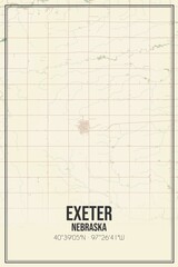 Retro US city map of Exeter, Nebraska. Vintage street map.
