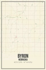Retro US city map of Byron, Nebraska. Vintage street map.