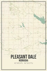 Retro US city map of Pleasant Dale, Nebraska. Vintage street map.