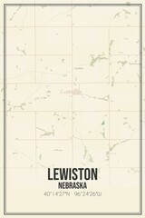 Retro US city map of Lewiston, Nebraska. Vintage street map.
