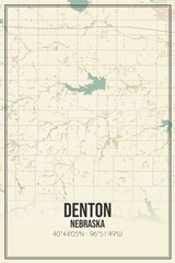 Fototapeta na wymiar Retro US city map of Denton, Nebraska. Vintage street map.